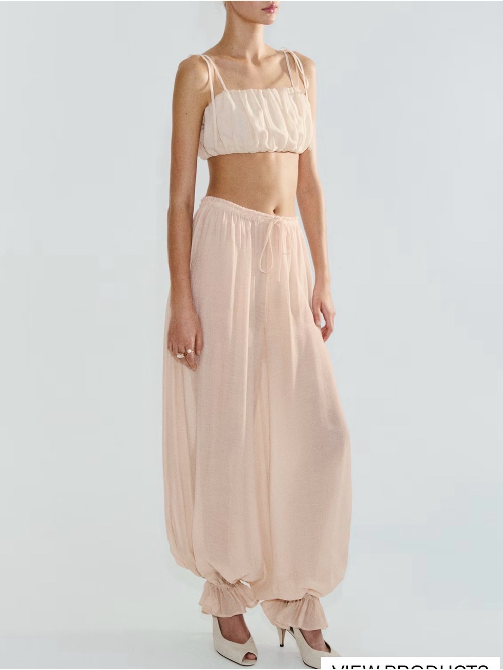 H&M Light Beige Balloon-Hem Maxi Skirt